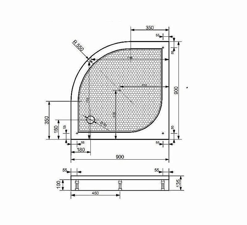 Душевой поддон Эстет Омега 90x90 белый купить в интернет-магазине Sanbest