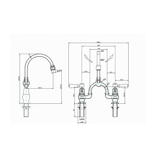 Смеситель для раковины Burlington KE27-QT BLA+W1 купить в интернет-магазине сантехники Sanbest