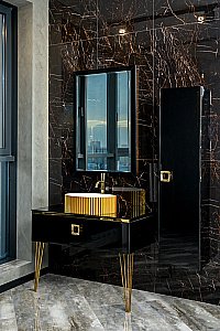 Консоль с раковиной и столешницей Armadi Art LUCIDO 770-100-B 100 глянцевый черный для ванной в интернет-магазине сантехники Sanbest