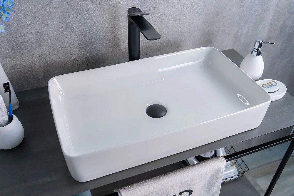 Раковина накладная Gid Geometrico 60 N9396 51140 белая купить в интернет-магазине Sanbest