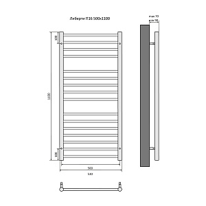 Полотенцесушитель Aquatek Либерти П16 500х1100 AQ RR1610BL черный муар купить в интернет-магазине сантехники Sanbest