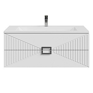 Тумба с раковиной подвесная Grossman ЛУКСОР 100 с 2-я ящ, белая матовая для ванной в интернет-магазине Sanbest