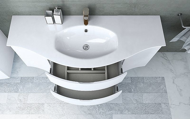 Тумба с раковиной Cezares Vague 138 Bianco lucido для ванной в интернет-магазине Sanbest