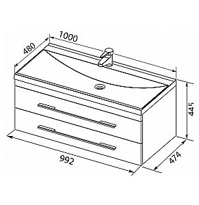 Тумба с раковиной Aquanet Верона 100/Aquanet Нота-100 подвесная белая глянцевая для ванной в интернет-магазине Sanbest