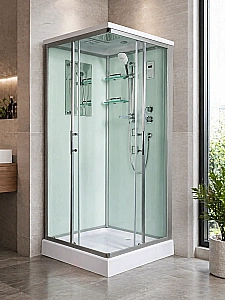 Душевая кабина WeltWasser WW500 LAINE XL 1004 с гидромассажем, профиль матовый хром/стекло прозрачное купить в интернет-магазине Sanbest