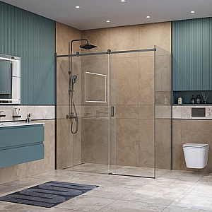 Душевой уголок BelBagno SOFT_CLOSE-2-AH-1 180х90 стекло прозрачное/профиль оружейная сталь купить в интернет-магазине Sanbest