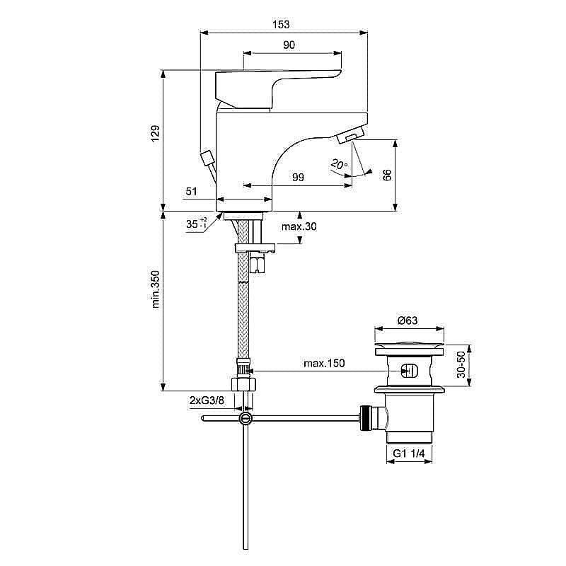 Смеситель для раковины Ideal Standard Ceraplan III B0701AA купить в интернет-магазине сантехники Sanbest