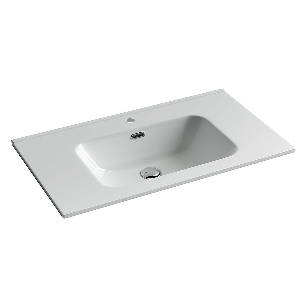 Тумба с раковиной Sancos Velta 80 VL80WG+CN7005 теплый серый матовая/раковина белая, с отверстием для ванной в интернет-магазине Sanbest