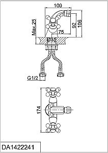 Смеситель для биде D&K Hessen Hercules DA1422241 купить в интернет-магазине сантехники Sanbest