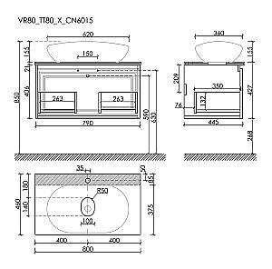 Тумба с раковиной Sancos Very 80 со столешницей, Doha Soft для ванной в интернет-магазине Sanbest