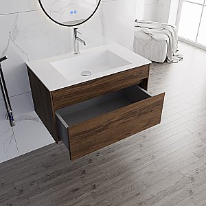 Тумба с раковиной Vincea Chiara 80 VMC-2C800CO/VCB-13800W тёмный дуб/раковина белая для ванной в интернет-магазине Sanbest