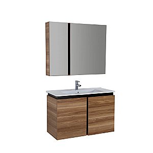 Тумба с раковиной Creavit Verti 100 VE0100.42.VV + SU100-00CB00E-0000 орех для ванной в интернет-магазине Sanbest