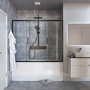 Шторка для ванны Taliente TA-1514CB 150 стекло прозрачное/профиль черный купить в интернет-магазине Sanbest