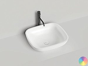 Раковина накладная Salini GLORIA 08 1102208MRH 49,5 из искусственного камня S-Stone, белая матовая, цвет по RAL снаружи купить в интернет-магазине Sanbest