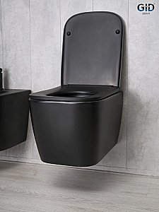 Унитаз подвесной Gid Tr2140Bm черный матовый, безободковый, с крышкой микролифт купить в интернет-магазине Sanbest