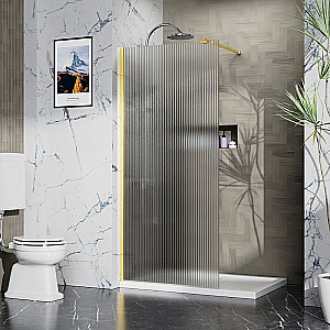 Душевое ограждение Azario Walk-in 120 AZ-251-120-BGL-CRF стекло рифленое/профиль брашированное золото купить в интернет-магазине Sanbest