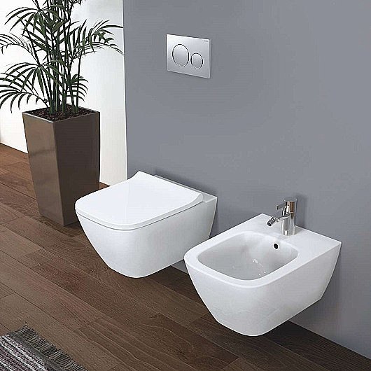 Унитаз подвесной Geberit Smyle Square 500.208.01.1 белый, безободковый купить в интернет-магазине Sanbest