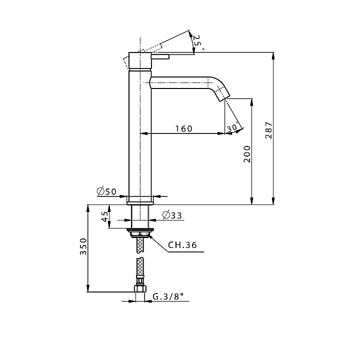 Смеситель для раковины Cisal LESS NEW LN00354021 хром купить в интернет-магазине сантехники Sanbest