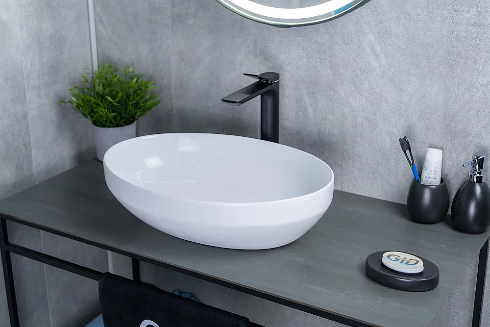 Раковина накладная Gid Lago 50 D1469 51196 белая купить в интернет-магазине Sanbest