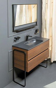 Зеркало Armadi Art Vallessi прямоугольноес полочкой антрацит 80 в ванную от интернет-магазине сантехники Sanbest
