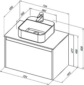 Тумба с раковиной Aquanet Nova Lite 249514 75 дуб рустикальный для ванной в интернет-магазине Sanbest
