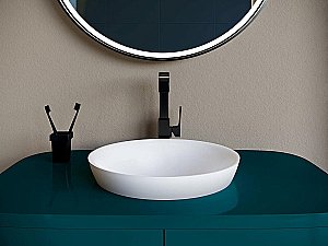 Раковина врезная сверху столешницы Salini MAREA 03 1802203M 41,5 из искусственного камня S-Stone, белая матовая купить в интернет-магазине Sanbest