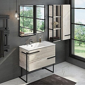 Тумба с раковиной Comforty Дюссельдорф 00-00004093 90 дуб дымчатый для ванной в интернет-магазине Sanbest