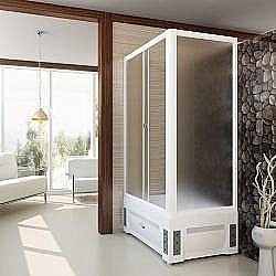 Душевой угол Радомир Верчелли 119х81 стекло матовое/профиль белый левый купить в интернет-магазине сантехники Sanbest