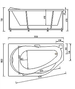 Ванна Aquatek Таурус 170х100/51 белая купить в интернет-магазине Sanbest