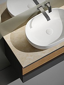 Тумба с раковиной Sancos DELTA 100 со столешницей, дуб красный/графит для ванной в интернет-магазине Sanbest