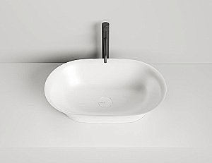 Раковина накладная Salini MONA 110811GRH 60 из искусственного камня S-Sense, белая глянцевая, цвет по RAL снаружи купить в интернет-магазине Sanbest