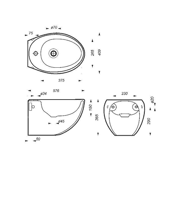 Биде Sanita Luxe Ringo RNGSLBI01 белое купить в интернет-магазине Sanbest