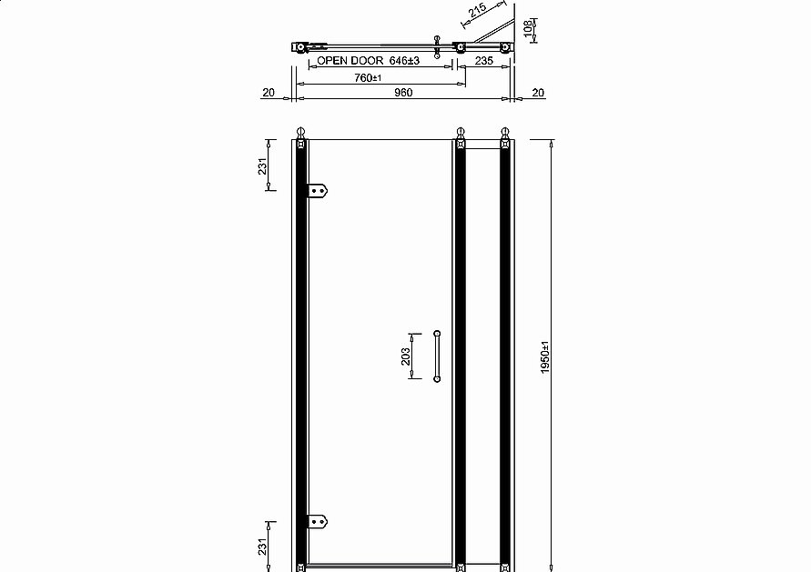 Душевая дверь распашная Burlington 100 стекло прозрачное/профиль хром купить в интернет-магазине Sanbest