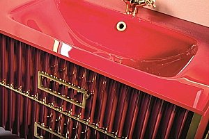 Тумба с раковиной Armadi Art Monaco 100 под моноблок бордовый с золотом для ванной в интернет-магазине Sanbest