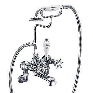Смеситель для ванны Burlington BI17-QT хром/ручки белые купить в интернет-магазине сантехники Sanbest