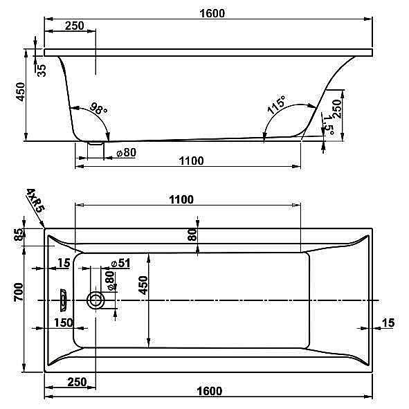 Ванна акриловая Vagnerplast Veronela 160x70 купить в интернет-магазине Sanbest