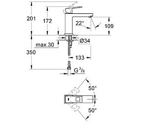 Смеситель для раковины Grohe Eurocube 23446000 купить в интернет-магазине сантехники Sanbest