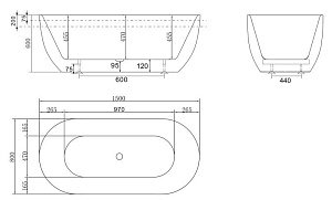 Ванна акриловая BelBagno BB70 150х80 черная матовая/белая купить в интернет-магазине Sanbest