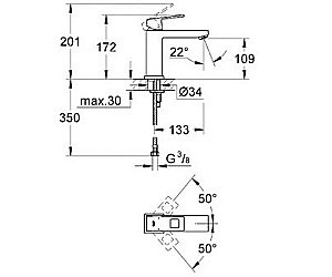 Смеситель для раковины Grohe Eurocube 23446000 купить в интернет-магазине сантехники Sanbest