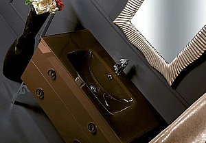 Тумба с раковиной Armadi Art Neoart 80 под моноблок стекло шоколад для ванной в интернет-магазине Sanbest