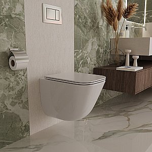 Унитаз подвесной Vincea Demi VT1-55T белый, безободковый, с крышкой микролифт, слив торнадо купить в интернет-магазине Sanbest