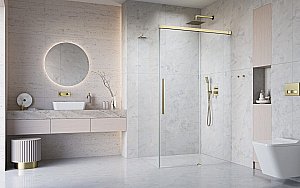 Душевой уголок Radaway Idea 8 Brushed Gold QL KDJ 110х70 R стекло прозрачное/профиль брашированное золото купить в интернет-магазине Sanbest