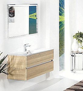 Тумба с раковиной Armadi Art Vallessi 80 дуб светлый фактурный для ванной в интернет-магазине Sanbest