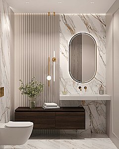 Раковина-моноблок Armadi Art Flat Calacatta 859-100-CLCT белый мрамор купить в интернет-магазине Sanbest