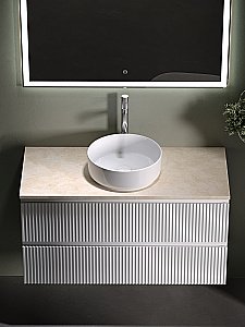 Тумба с раковиной Sancos SNOB R 100 со столешницей, белая матовый для ванной в интернет-магазине Sanbest