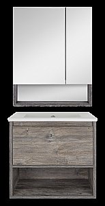 Зеркальный шкаф Misty Темза 60 темное дерево купить в интернет-магазине сантехники Sanbest