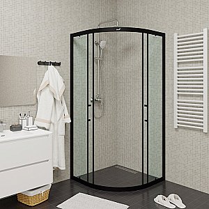Душевой уголок CeruttiSpa Viva 11222 90x90 стекло прозрачное/профиль черный купить в интернет-магазине Sanbest