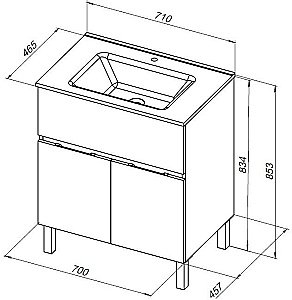 Тумба с раковиной Aquanet Алвита New 303902 70 дуб веллингтон/белый для ванной в интернет-магазине Sanbest