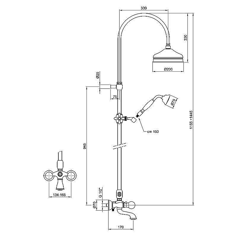 Душевая система Webert Karenina KA721208065 бронза купить в интернет-магазине сантехники Sanbest