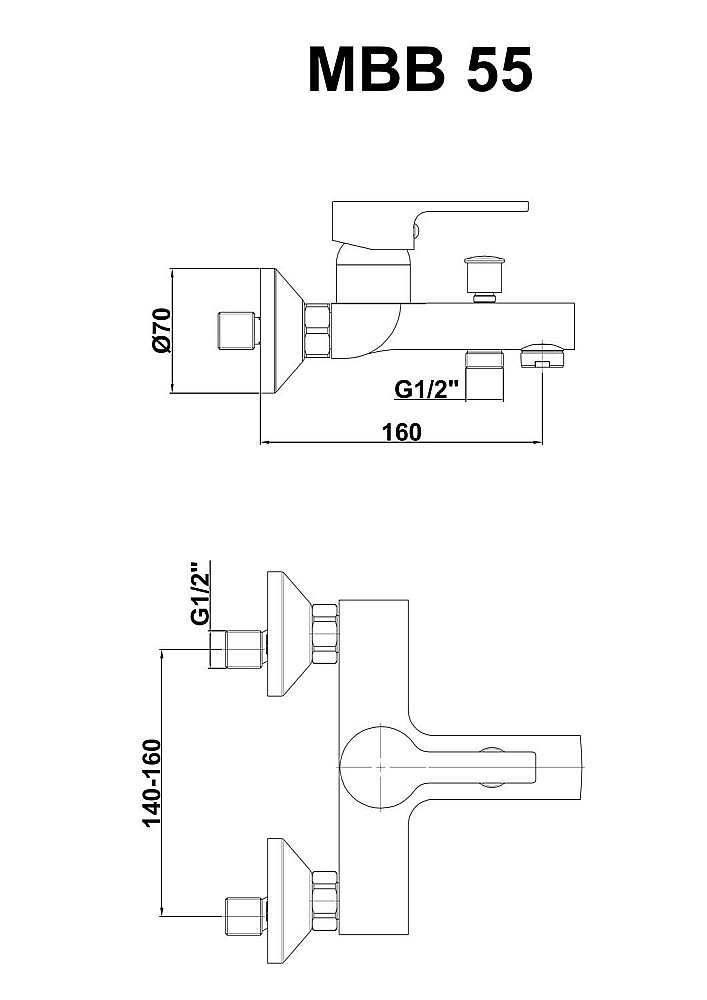 Смеситель для ванны GPD SOLUS MBB55 купить в интернет-магазине сантехники Sanbest
